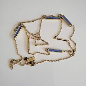 Kate Spade Raising the Bar Necklace Gold Plated Blue Enamel‎ Bars and Crystals